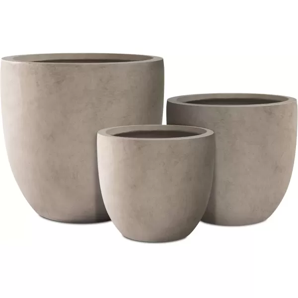 imageKante 20quot165quot134quot Dia Round Concrete Planters Set of 3 Outdoor Indoor Modern Decorative Plant Pots with Drainage Hole ampamp Rubber Plug for Home ampamp Garden Pure WhiteWeathered Concrete