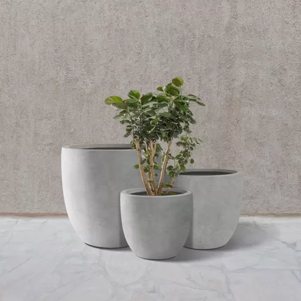 imageKante 20quot165quot134quot Dia Round Concrete Planters Set of 3 Outdoor Indoor Modern Decorative Plant Pots with Drainage Hole ampamp Rubber Plug for Home ampamp Garden Pure WhiteNatural Concrete