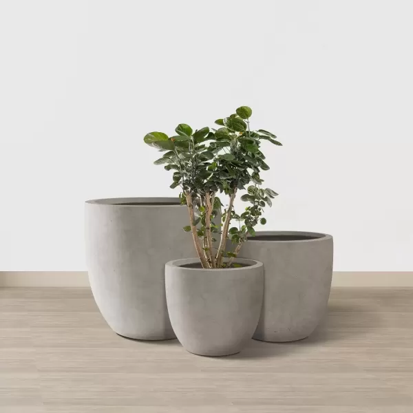 imageKante 20quot165quot134quot Dia Round Concrete Planters Set of 3 Outdoor Indoor Modern Decorative Plant Pots with Drainage Hole ampamp Rubber Plug for Home ampamp Garden Pure WhiteWeathered Concrete