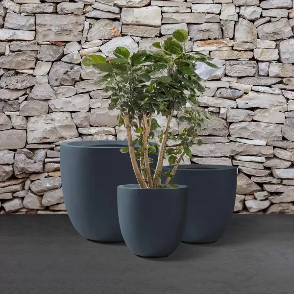imageKante 20quot165quot134quot Dia Round Concrete Planters Set of 3 Outdoor Indoor Modern Decorative Plant Pots with Drainage Hole ampamp Rubber Plug for Home ampamp Garden Pure WhiteCharcoal