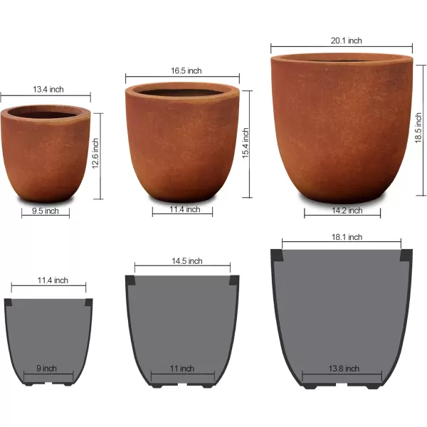 imageKante 20quot165quot134quot Dia Round Concrete Planters Set of 3 Outdoor Indoor Modern Decorative Plant Pots with Drainage Hole ampamp Rubber Plug for Home ampamp Garden Pure WhiteIron Oxide