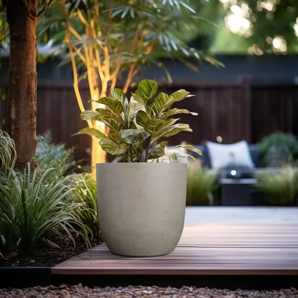 imageKante 20quot165quot134quot Dia Round Concrete Planters Set of 3 Outdoor Indoor Modern Decorative Plant Pots with Drainage Hole ampamp Rubber Plug for Home ampamp Garden Pure WhiteWeathered Concrete