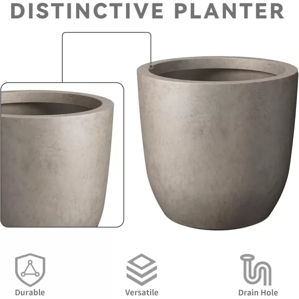imageKante 20quot165quot134quot Dia Round Concrete Planters Set of 3 Outdoor Indoor Modern Decorative Plant Pots with Drainage Hole ampamp Rubber Plug for Home ampamp Garden Pure WhiteWeathered Concrete