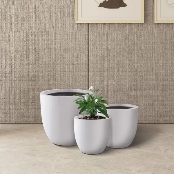 imageKante 20quot165quot134quot Dia Round Concrete Planters Set of 3 Outdoor Indoor Modern Decorative Plant Pots with Drainage Hole ampamp Rubber Plug for Home ampamp Garden Pure WhitePure White