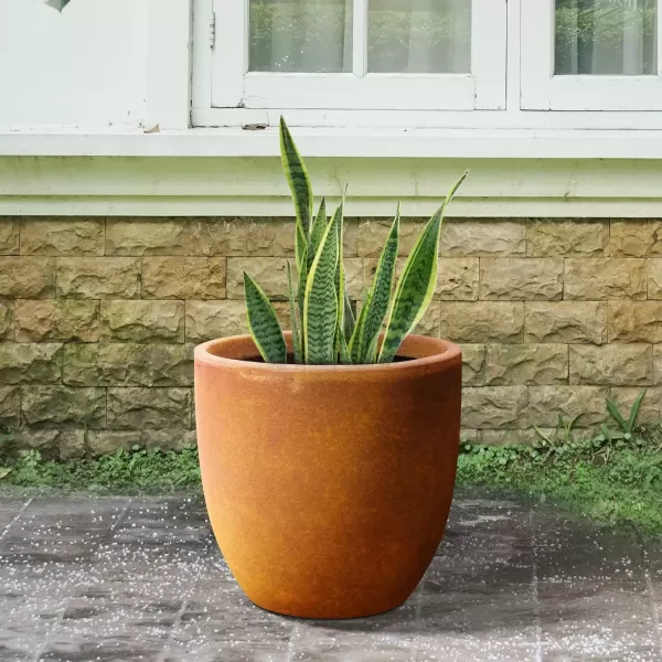 imageKante 20quot165quot134quot Dia Round Concrete Planters Set of 3 Outdoor Indoor Modern Decorative Plant Pots with Drainage Hole ampamp Rubber Plug for Home ampamp Garden Pure WhiteIron Oxide