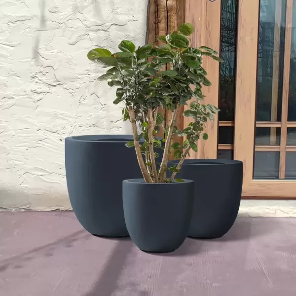 imageKante 20quot165quot134quot Dia Round Concrete Planters Set of 3 Outdoor Indoor Modern Decorative Plant Pots with Drainage Hole ampamp Rubber Plug for Home ampamp Garden Pure WhiteCharcoal