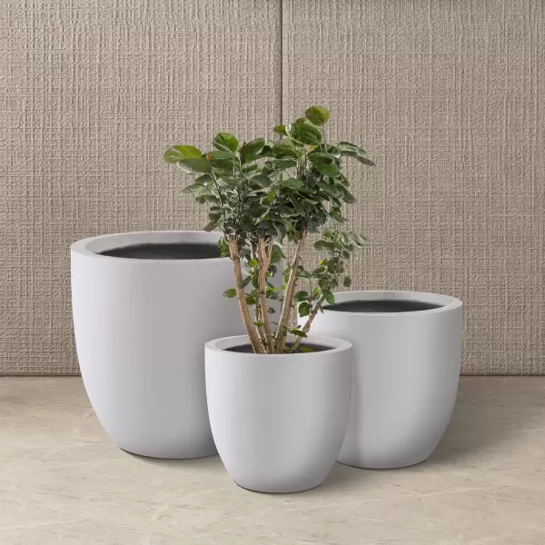 imageKante 20quot165quot134quot Dia Round Concrete Planters Set of 3 Outdoor Indoor Modern Decorative Plant Pots with Drainage Hole ampamp Rubber Plug for Home ampamp Garden Pure WhitePure White