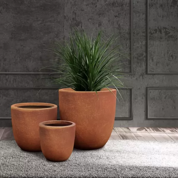 imageKante 20quot165quot134quot Dia Round Concrete Planters Set of 3 Outdoor Indoor Modern Decorative Plant Pots with Drainage Hole ampamp Rubber Plug for Home ampamp Garden Pure WhiteIron Oxide