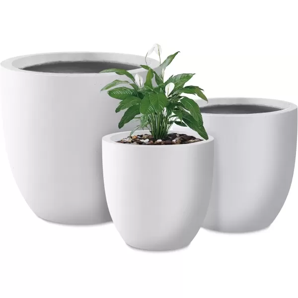 imageKante 20quot165quot134quot Dia Round Concrete Planters Set of 3 Outdoor Indoor Modern Decorative Plant Pots with Drainage Hole ampamp Rubber Plug for Home ampamp Garden Pure WhitePure White
