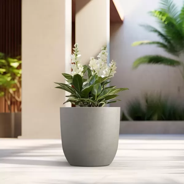 imageKante 20quot165quot134quot Dia Round Concrete Planters Set of 3 Outdoor Indoor Modern Decorative Plant Pots with Drainage Hole ampamp Rubber Plug for Home ampamp Garden Pure WhiteWeathered Concrete