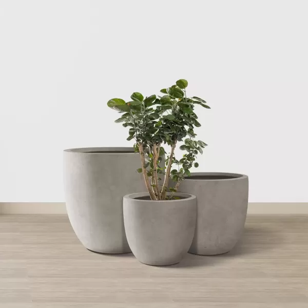 imageKante 20quot165quot134quot Dia Round Concrete Planters Set of 3 Outdoor Indoor Modern Decorative Plant Pots with Drainage Hole ampamp Rubber Plug for Home ampamp Garden Pure WhiteWeathered Concrete