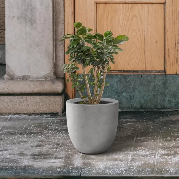 imageKante 20quot165quot134quot Dia Round Concrete Planters Set of 3 Outdoor Indoor Modern Decorative Plant Pots with Drainage Hole ampamp Rubber Plug for Home ampamp Garden Pure WhiteNatural Concrete