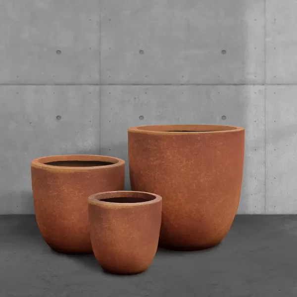 imageKante 20quot165quot134quot Dia Round Concrete Planters Set of 3 Outdoor Indoor Modern Decorative Plant Pots with Drainage Hole ampamp Rubber Plug for Home ampamp Garden Pure WhiteIron Oxide