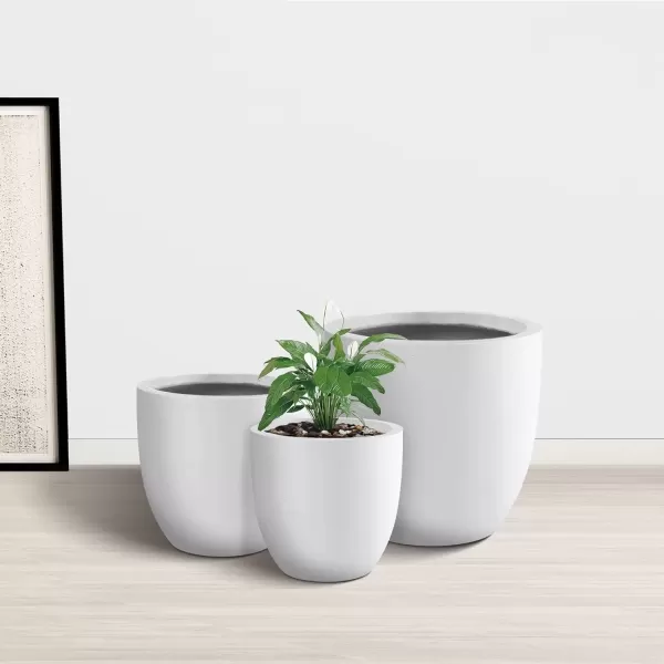 imageKante 20quot165quot134quot Dia Round Concrete Planters Set of 3 Outdoor Indoor Modern Decorative Plant Pots with Drainage Hole ampamp Rubber Plug for Home ampamp Garden Pure WhitePure White