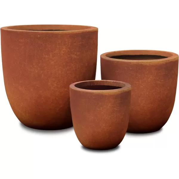 imageKante 20quot165quot134quot Dia Round Concrete Planters Set of 3 Outdoor Indoor Modern Decorative Plant Pots with Drainage Hole ampamp Rubber Plug for Home ampamp Garden Pure WhiteIron Oxide
