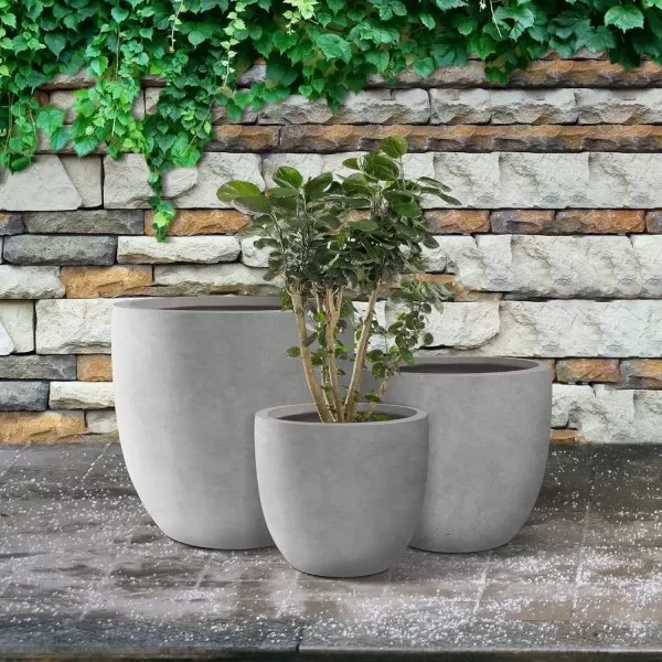 imageKante 20quot165quot134quot Dia Round Concrete Planters Set of 3 Outdoor Indoor Modern Decorative Plant Pots with Drainage Hole ampamp Rubber Plug for Home ampamp Garden Pure WhiteNatural Concrete