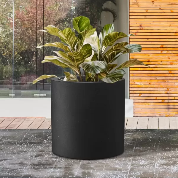 imageKante RC0119ABCC80011 Set of 3 Lightweight Concrete Modern Cylinder Outdoor Planters 158 129 and 98 Inch Diameter Pure WhiteBlack