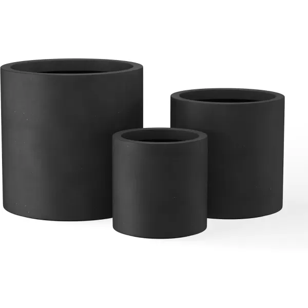 imageKante RC0119ABCC80011 Set of 3 Lightweight Concrete Modern Cylinder Outdoor Planters 158 129 and 98 Inch Diameter Pure WhiteBlack