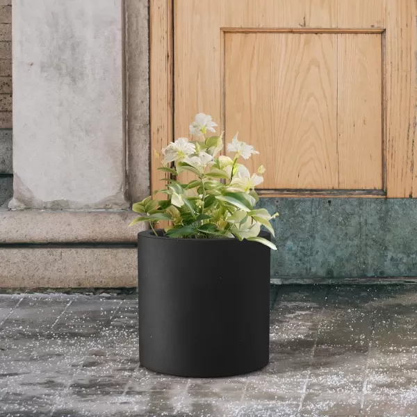 imageKante RC0119ABCC80011 Set of 3 Lightweight Concrete Modern Cylinder Outdoor Planters 158 129 and 98 Inch Diameter Pure WhiteBlack