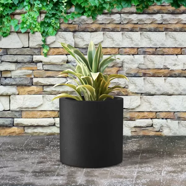 imageKante RC0119ABCC80011 Set of 3 Lightweight Concrete Modern Cylinder Outdoor Planters 158 129 and 98 Inch Diameter Pure WhiteBlack