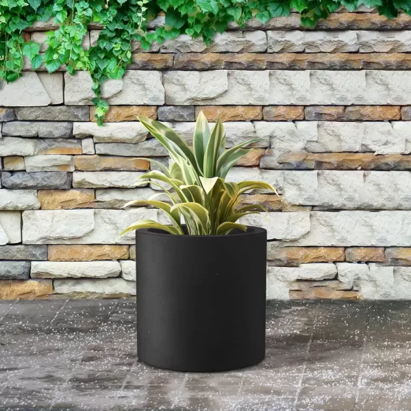 imageKante RC0119ABCC80011 Set of 3 Lightweight Concrete Modern Cylinder Outdoor Planters 158 129 and 98 Inch Diameter Pure WhiteBlack