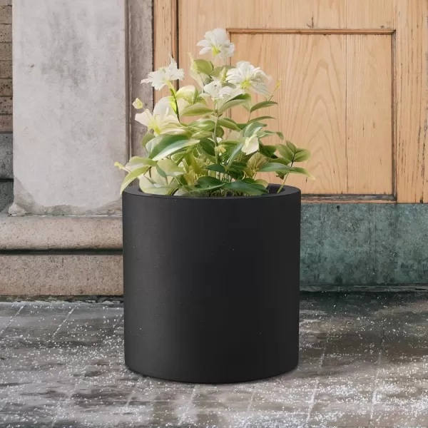 imageKante RC0119ABCC80011 Set of 3 Lightweight Concrete Modern Cylinder Outdoor Planters 158 129 and 98 Inch Diameter Pure WhiteBlack