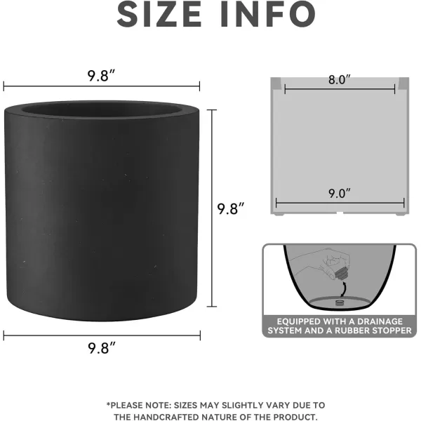 imageKante RC0119ABCC80011 Set of 3 Lightweight Concrete Modern Cylinder Outdoor Planters 158 129 and 98 Inch Diameter Pure WhiteBlack