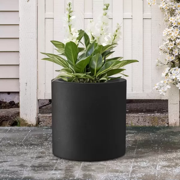 imageKante RC0119ABCC80011 Set of 3 Lightweight Concrete Modern Cylinder Outdoor Planters 158 129 and 98 Inch Diameter Pure WhiteBlack