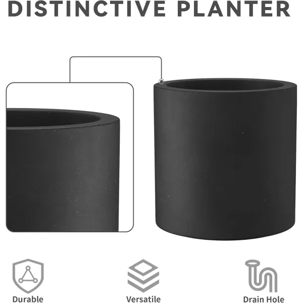 imageKante RC0119ABCC80011 Set of 3 Lightweight Concrete Modern Cylinder Outdoor Planters 158 129 and 98 Inch Diameter Pure WhiteBlack