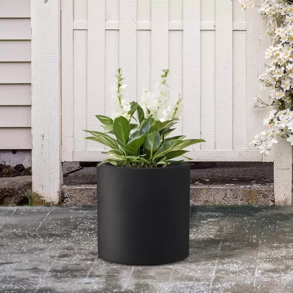 imageKante RC0119ABCC80011 Set of 3 Lightweight Concrete Modern Cylinder Outdoor Planters 158 129 and 98 Inch Diameter Pure WhiteBlack
