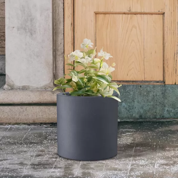 imageKante RC0119ABCC80011 Set of 3 Lightweight Concrete Modern Cylinder Outdoor Planters 158 129 and 98 Inch Diameter Pure WhiteCharcoal