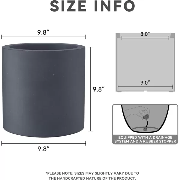 imageKante RC0119ABCC80011 Set of 3 Lightweight Concrete Modern Cylinder Outdoor Planters 158 129 and 98 Inch Diameter Pure WhiteCharcoal