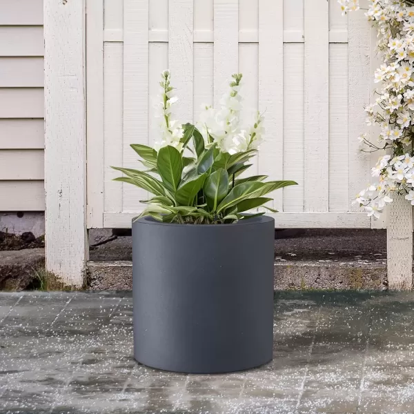 imageKante RC0119ABCC80011 Set of 3 Lightweight Concrete Modern Cylinder Outdoor Planters 158 129 and 98 Inch Diameter Pure WhiteCharcoal