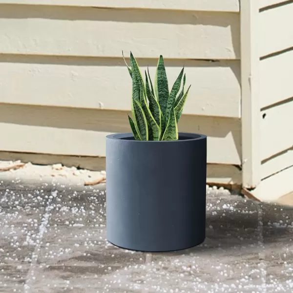 imageKante RC0119ABCC80011 Set of 3 Lightweight Concrete Modern Cylinder Outdoor Planters 158 129 and 98 Inch Diameter Pure WhiteCharcoal