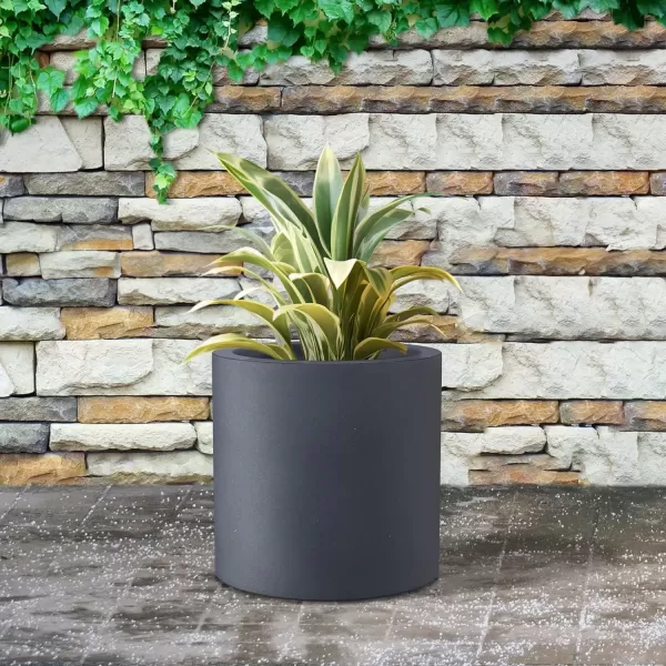 imageKante RC0119ABCC80011 Set of 3 Lightweight Concrete Modern Cylinder Outdoor Planters 158 129 and 98 Inch Diameter Pure WhiteCharcoal