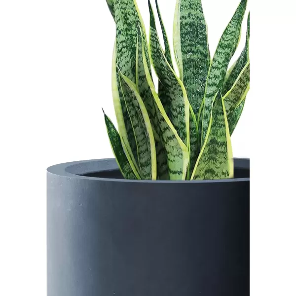 imageKante RC0119ABCC80011 Set of 3 Lightweight Concrete Modern Cylinder Outdoor Planters 158 129 and 98 Inch Diameter Pure WhiteCharcoal