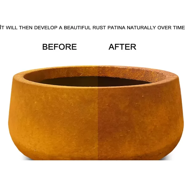 imageKante RC0119ABCC80011 Set of 3 Lightweight Concrete Modern Cylinder Outdoor Planters 158 129 and 98 Inch Diameter Pure WhiteFaux Rusty Metal