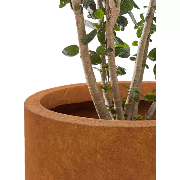 imageKante RC0119ABCC80011 Set of 3 Lightweight Concrete Modern Cylinder Outdoor Planters 158 129 and 98 Inch Diameter Pure WhiteFaux Rusty Metal