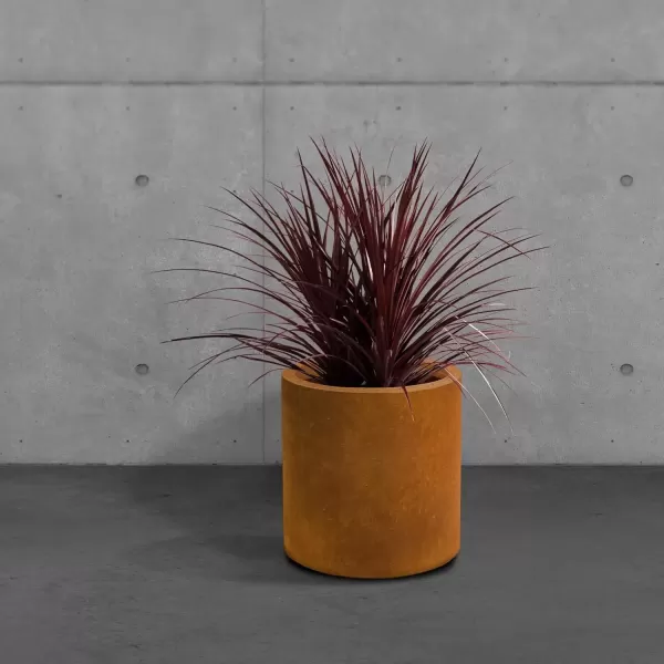 imageKante RC0119ABCC80011 Set of 3 Lightweight Concrete Modern Cylinder Outdoor Planters 158 129 and 98 Inch Diameter Pure WhiteFaux Rusty Metal