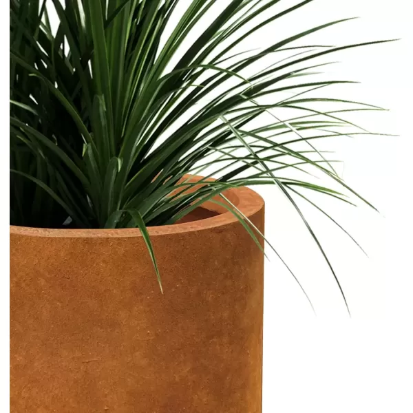 imageKante RC0119ABCC80011 Set of 3 Lightweight Concrete Modern Cylinder Outdoor Planters 158 129 and 98 Inch Diameter Pure WhiteFaux Rusty Metal