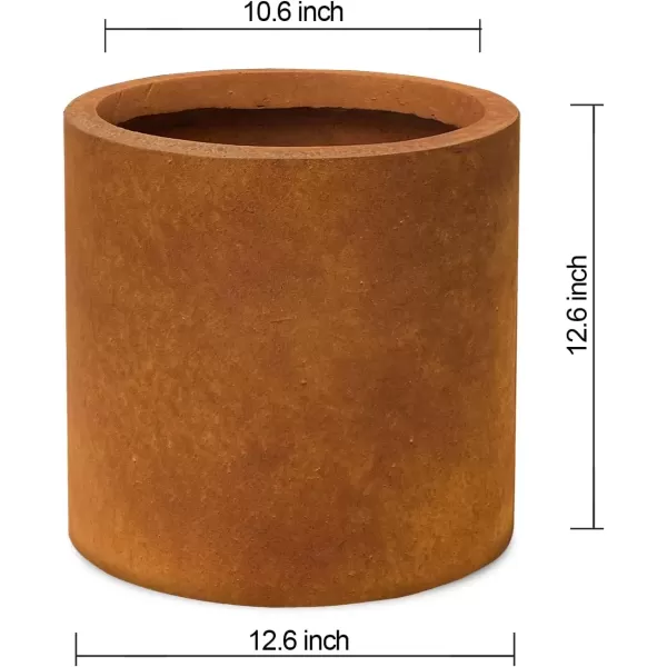 imageKante RC0119ABCC80011 Set of 3 Lightweight Concrete Modern Cylinder Outdoor Planters 158 129 and 98 Inch Diameter Pure WhiteFaux Rusty Metal