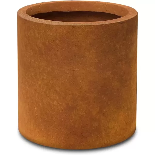 imageKante RC0119ABCC80011 Set of 3 Lightweight Concrete Modern Cylinder Outdoor Planters 158 129 and 98 Inch Diameter Pure WhiteFaux Rusty Metal