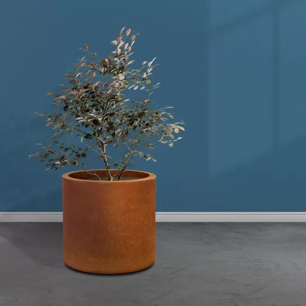 imageKante RC0119ABCC80011 Set of 3 Lightweight Concrete Modern Cylinder Outdoor Planters 158 129 and 98 Inch Diameter Pure WhiteIron Oxide