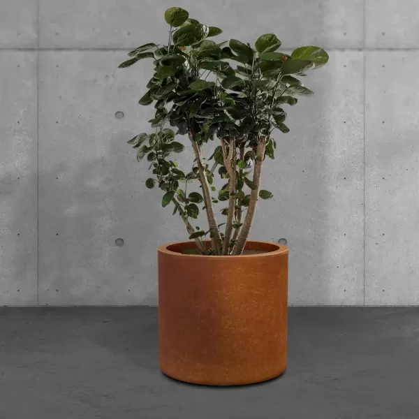 imageKante RC0119ABCC80011 Set of 3 Lightweight Concrete Modern Cylinder Outdoor Planters 158 129 and 98 Inch Diameter Pure WhiteIron Oxide