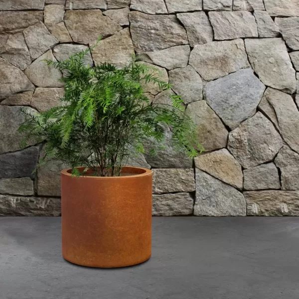 imageKante RC0119ABCC80011 Set of 3 Lightweight Concrete Modern Cylinder Outdoor Planters 158 129 and 98 Inch Diameter Pure WhiteIron Oxide