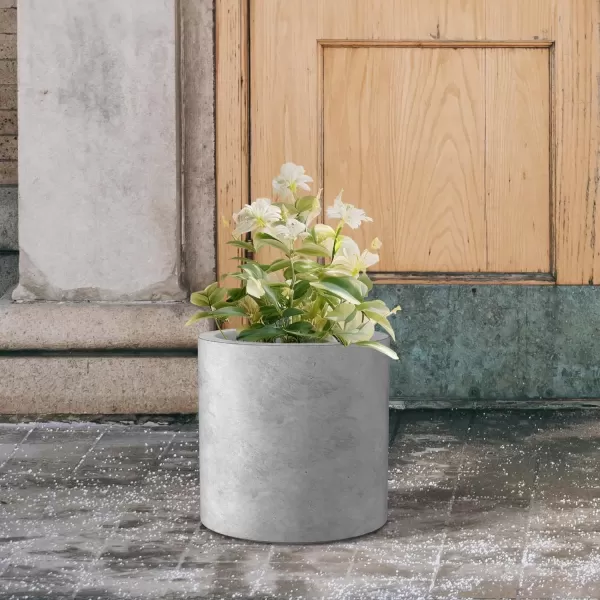 imageKante RC0119ABCC80011 Set of 3 Lightweight Concrete Modern Cylinder Outdoor Planters 158 129 and 98 Inch Diameter Pure WhiteNatural Concrete