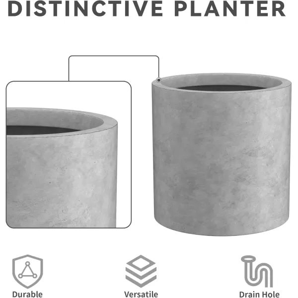 imageKante RC0119ABCC80011 Set of 3 Lightweight Concrete Modern Cylinder Outdoor Planters 158 129 and 98 Inch Diameter Pure WhiteNatural Concrete