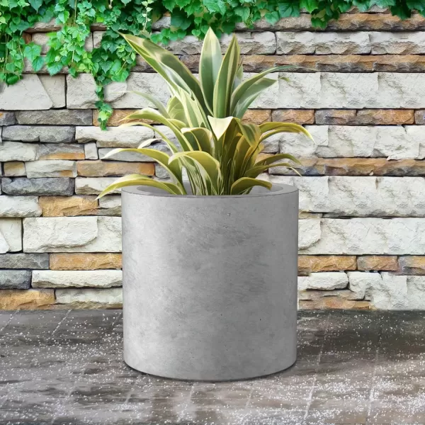 imageKante RC0119ABCC80011 Set of 3 Lightweight Concrete Modern Cylinder Outdoor Planters 158 129 and 98 Inch Diameter Pure WhiteNatural Concrete
