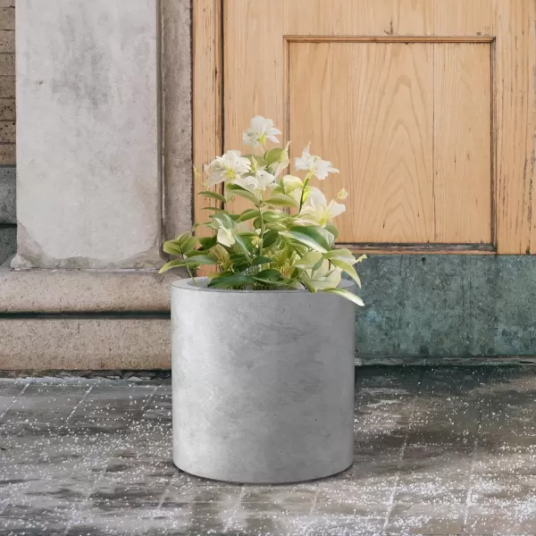 imageKante RC0119ABCC80011 Set of 3 Lightweight Concrete Modern Cylinder Outdoor Planters 158 129 and 98 Inch Diameter Pure WhiteNatural Concrete