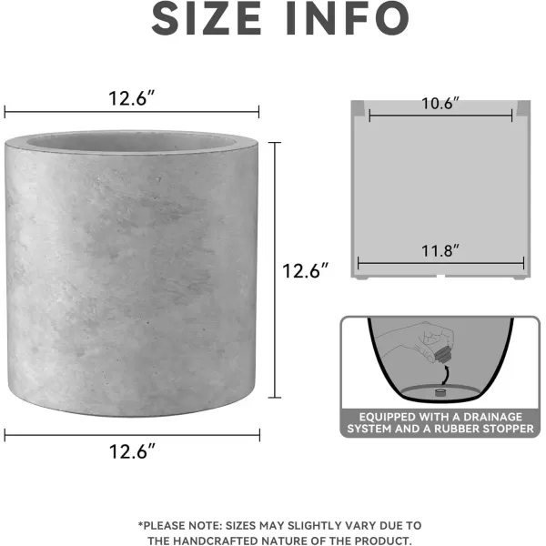 imageKante RC0119ABCC80011 Set of 3 Lightweight Concrete Modern Cylinder Outdoor Planters 158 129 and 98 Inch Diameter Pure WhiteNatural Concrete
